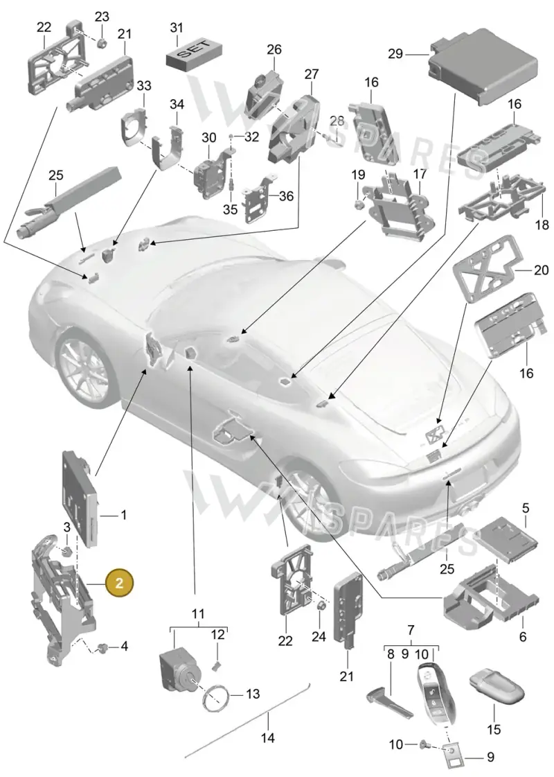 99161011100 — Porsche Cayman (2013-2016) diagram p40901004, position 2