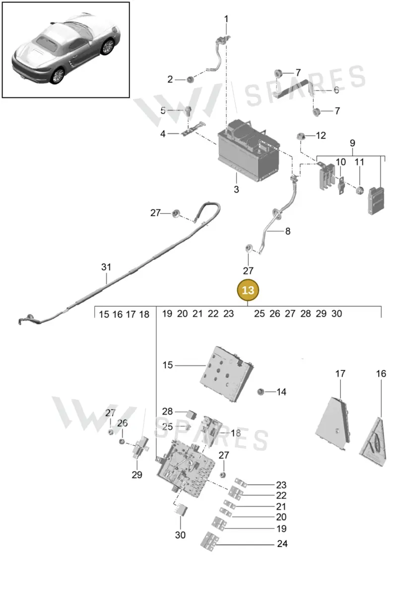 99161030104 — Porsche Boxster (2016-2019) diagram p48902006, position 13