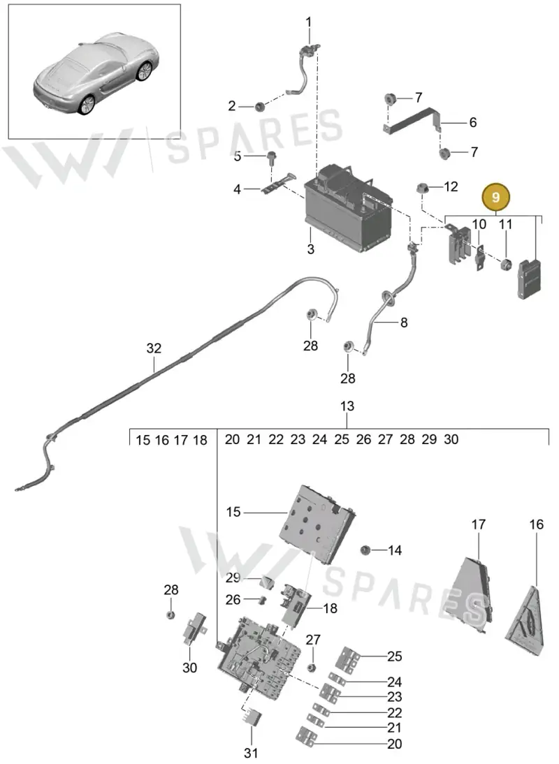 99161032100 — Porsche Cayman (2013-2016) diagram p40902006, position 9