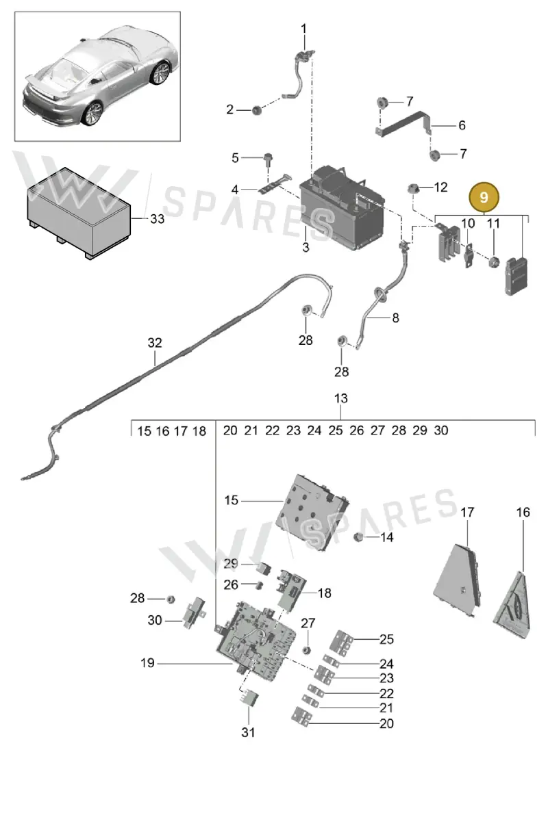 99161032100 — Porsche 991 R (2013-2020) diagram p41902006, position 9