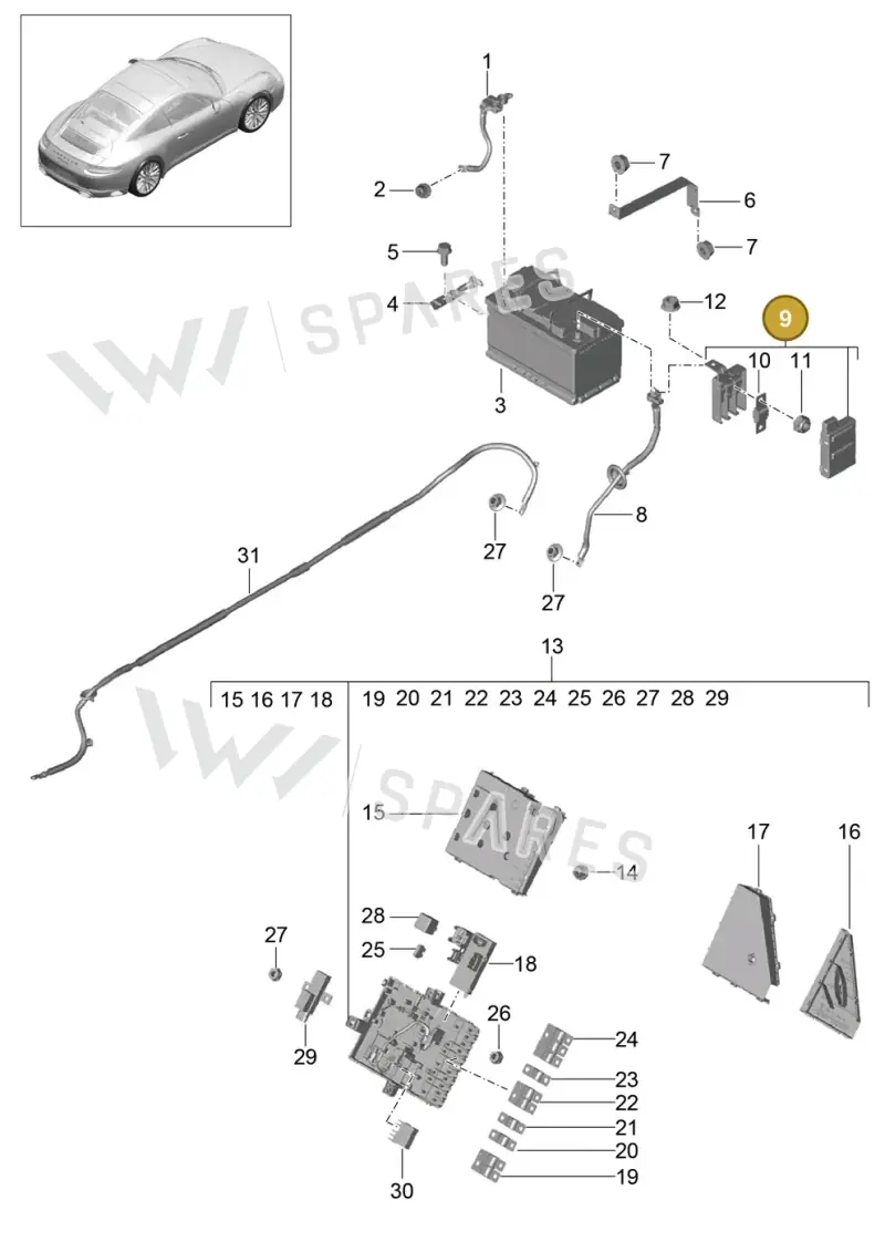 99161032100 — Porsche 991 II Carrera 4 (2016-2019) diagram p47902006, position 9