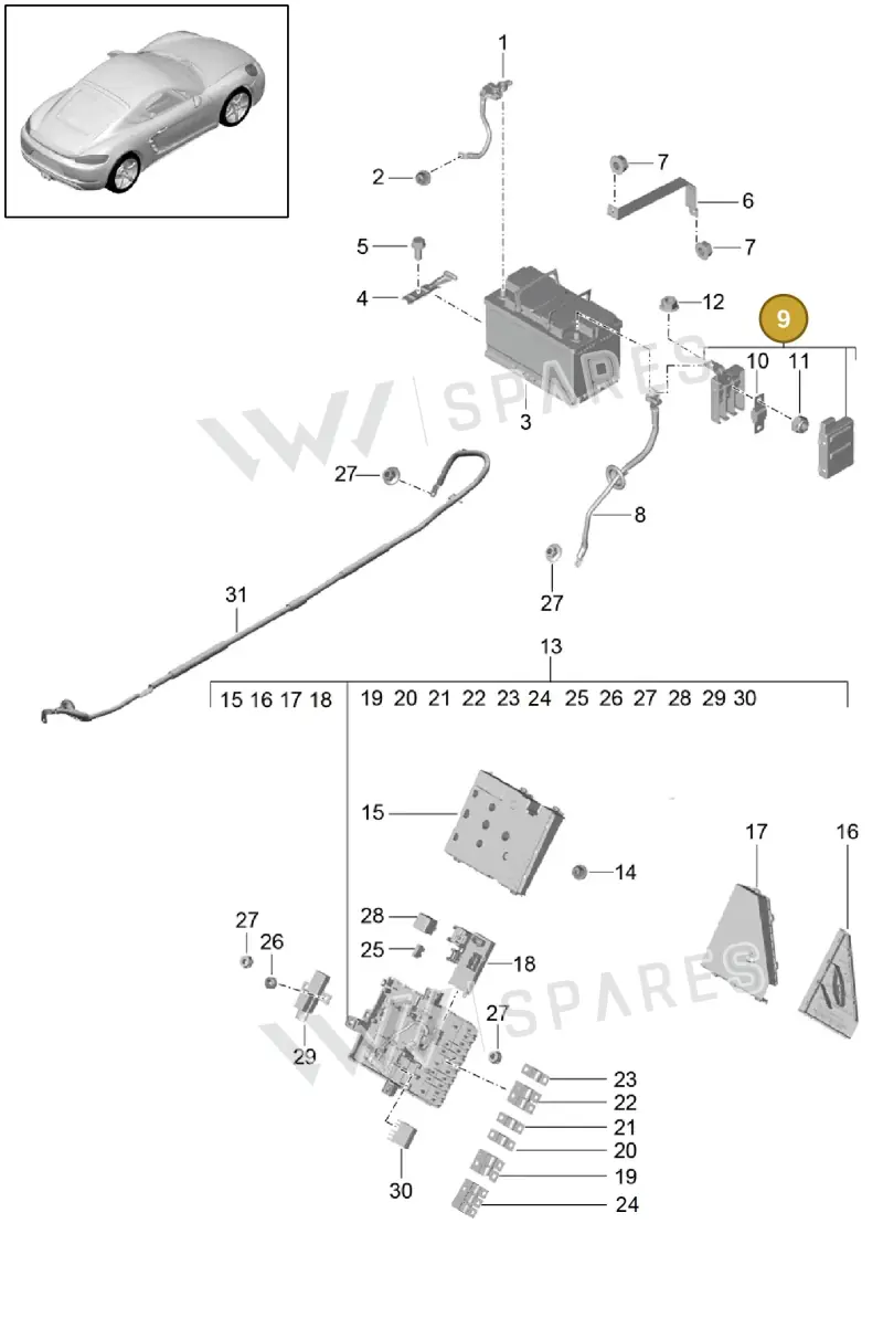 99161032100 — Porsche Cayman (2016-) diagram p50902006, position 9