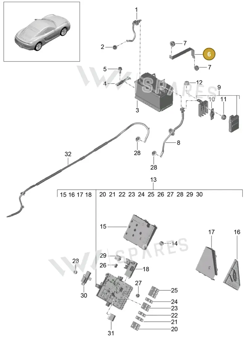99161121200 — Porsche Cayman (2013-2016) diagram p40902006, position 6