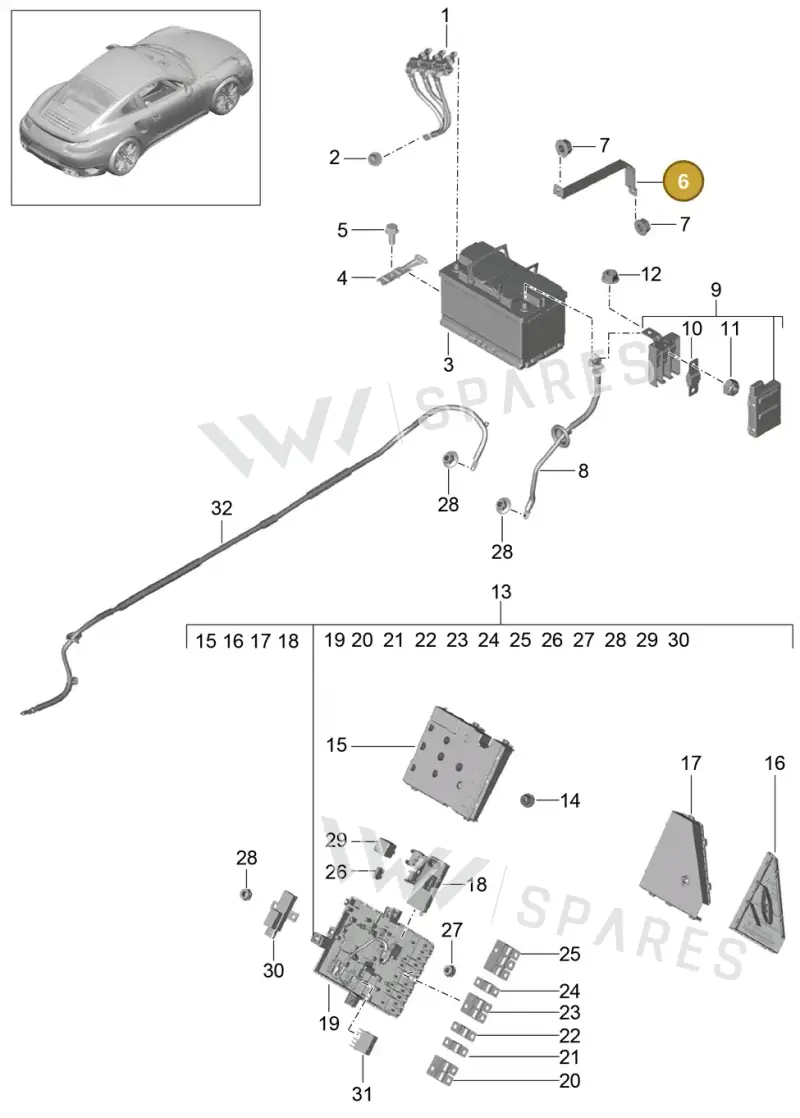 99161121200 — Porsche GT2 RS Clubsport (2013-2020) diagram p42902006, position 6