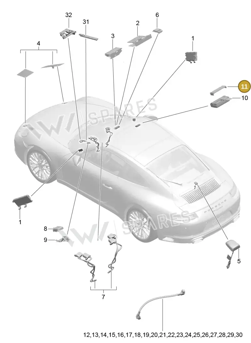99161202375 — Porsche 911 (2016-2019) diagram p47911002, position 11