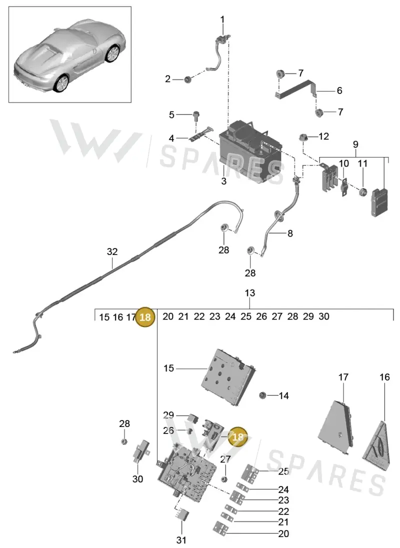 99161807501 — Porsche Boxster Spyder (2015-2016) diagram p46902006, position 18