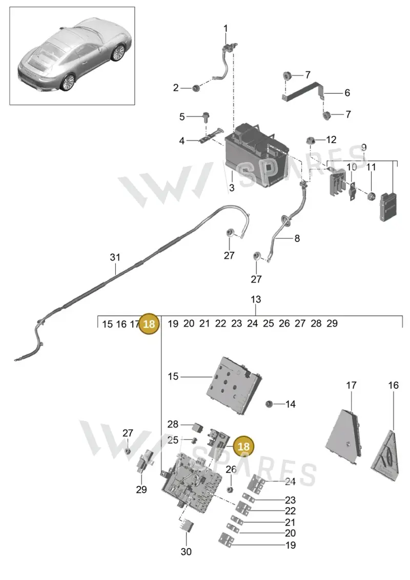 99161807501 — Porsche 911 (2016-2019) diagram p47902006, position 18