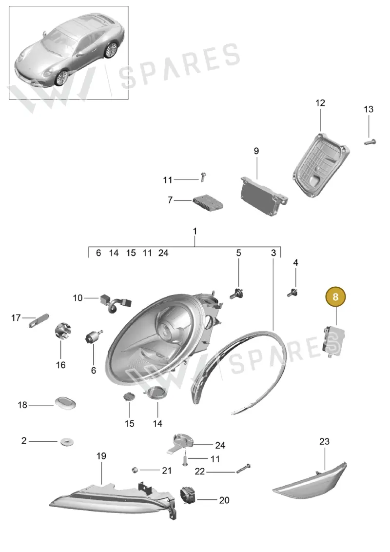 99161832303 — Porsche 911 (2016-2019) diagram p47905000, position 8