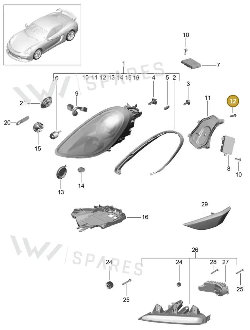 99163137700 — Porsche Cayman GT4 (2015-2016) diagram p45905002, position 12