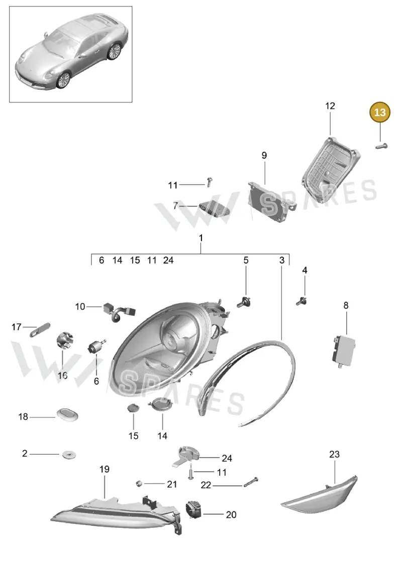 99163137700 — Porsche 911 (2016-2019) diagram p47905000, position 13