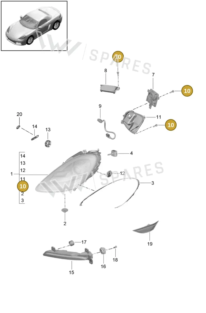 99163137700 — Porsche Boxster (2016-2019) diagram p48905000, position 10