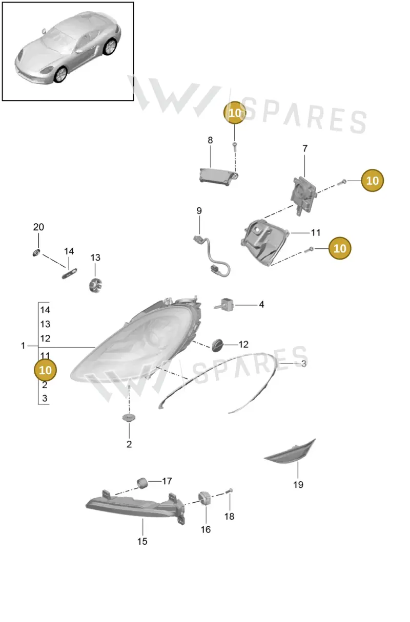 99163137700 — Porsche Cayman (2016-2019) diagram p50905000, position 10