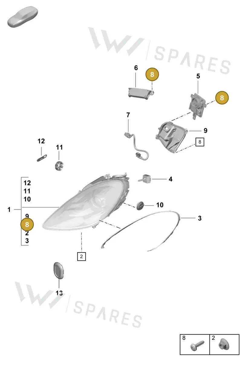 99163137700 — Porsche Boxster Spyder (2019-2020) diagram p55905000, position 8