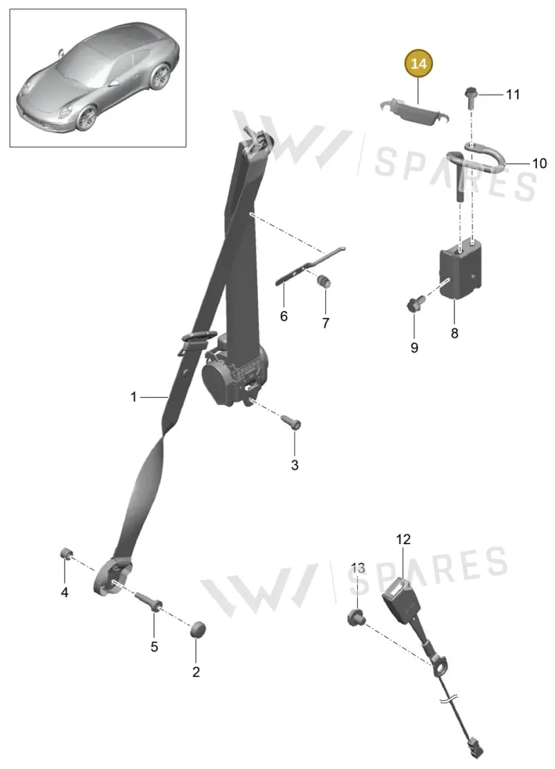 99180383501 — Porsche 991 Carrera 4 (2011-2016) diagram p38812000, position 14