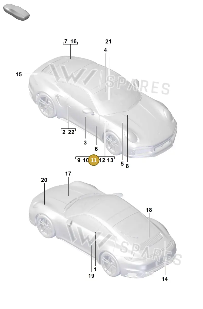 992010001B — Porsche 911 (2020-2022) diagram p57003000, position 11