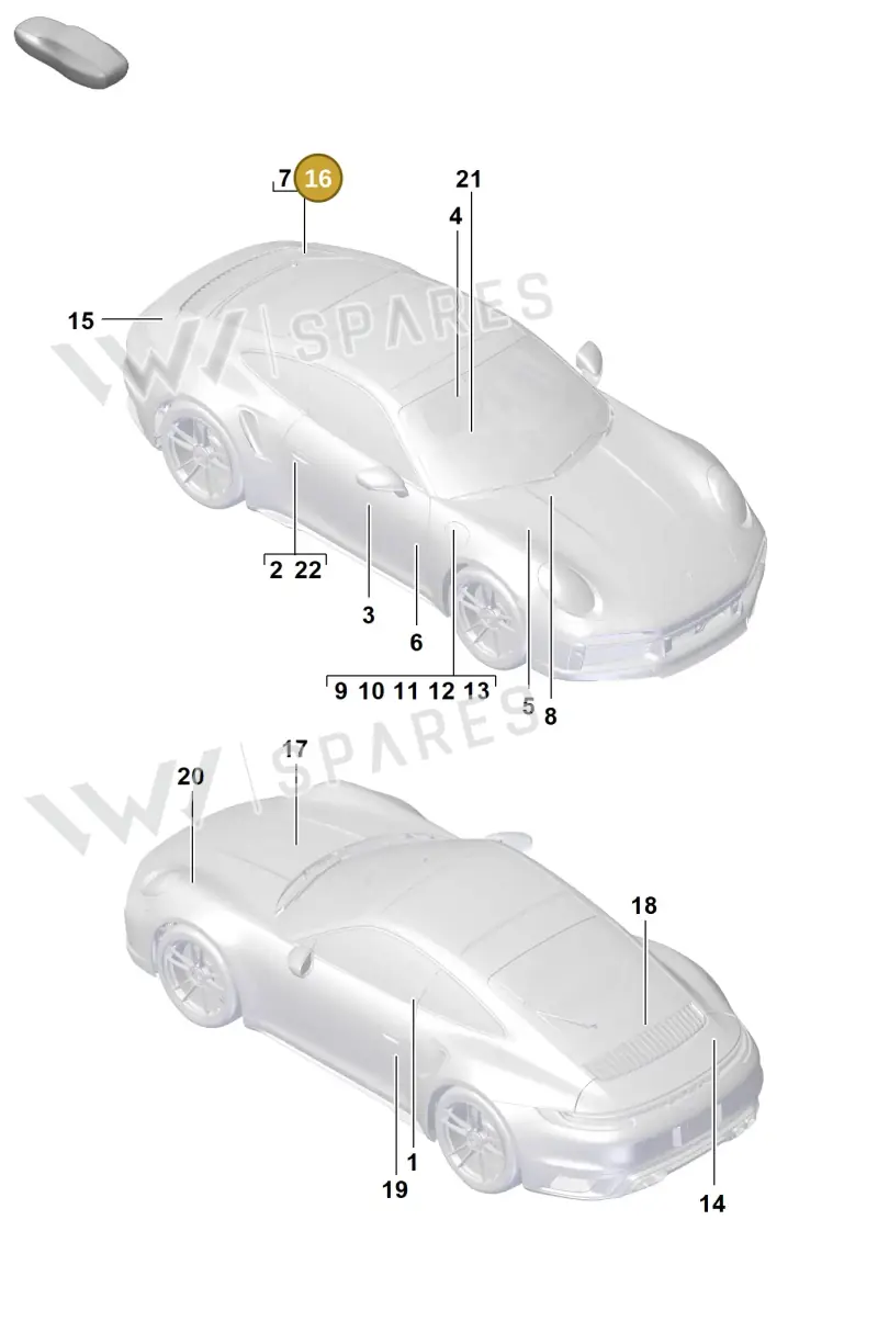 992010043R — Porsche 911 (2020-2022) diagram p57003000, position 16