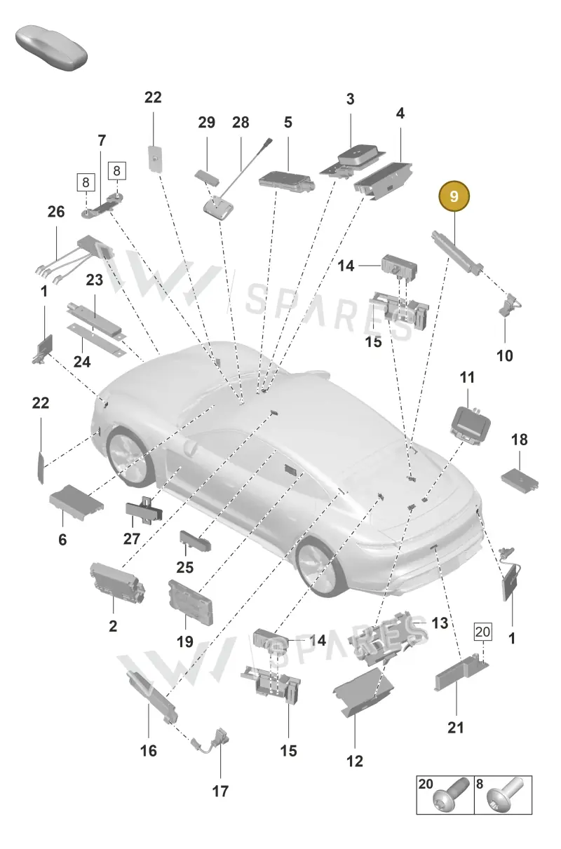992035225A — Porsche Taycan Sport Turismo (2019-2024) diagram p56912000, position 9