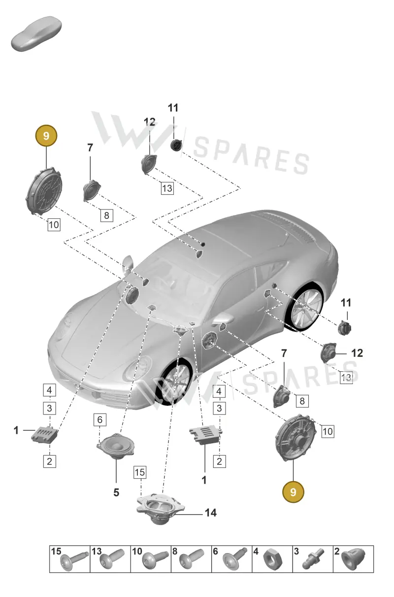992035454D — Porsche 911 (2018-2024) diagram p53911050, position 9