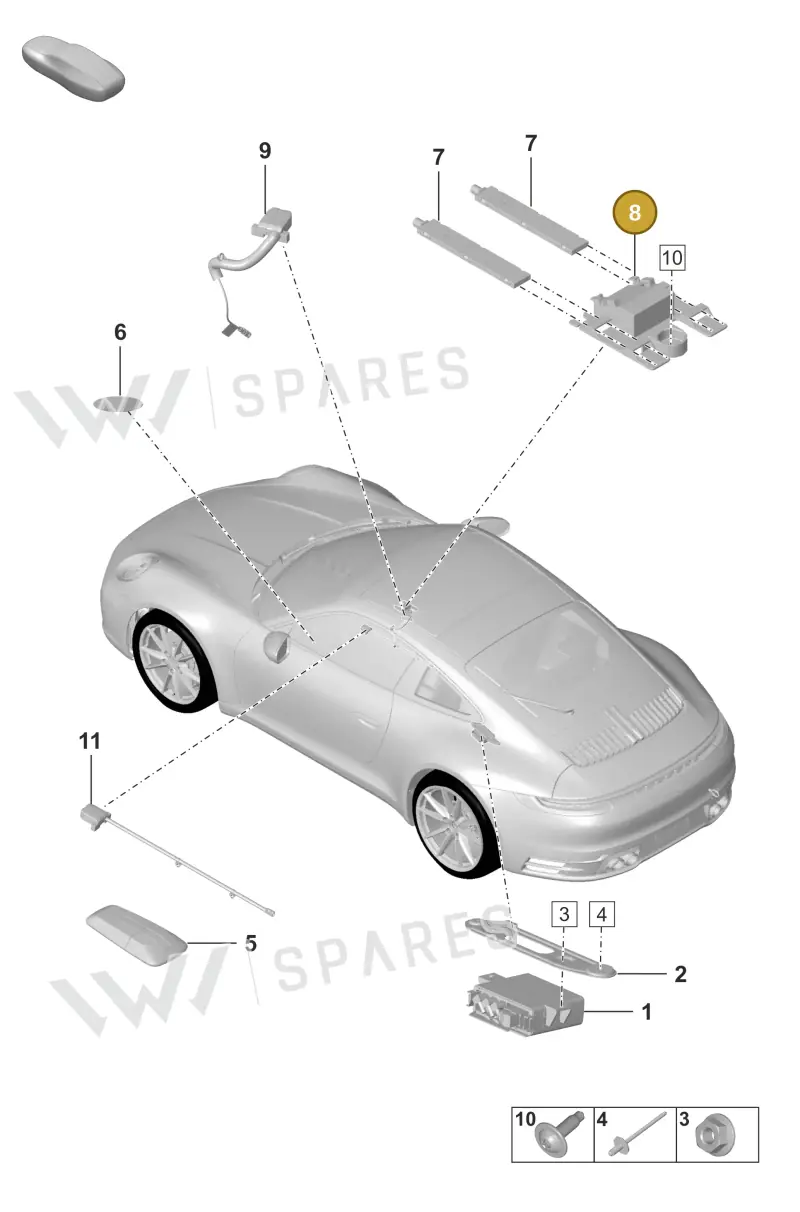 992035595A — Porsche 992 Carrera 4 GTS (2018-2024) diagram p53901070, position 8