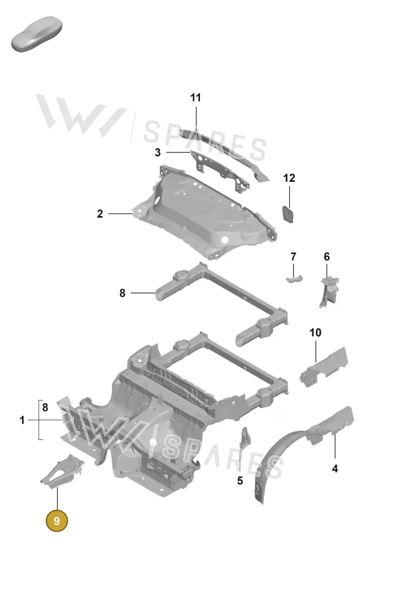 992801077YGRV — Porsche 911 (2018-2024) diagram p53801300, position 9