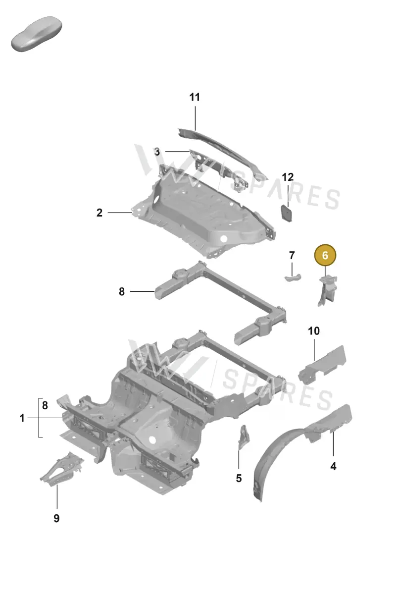 992805698AYGRV — Porsche 911 (2018-2024) diagram p53801300, position 6