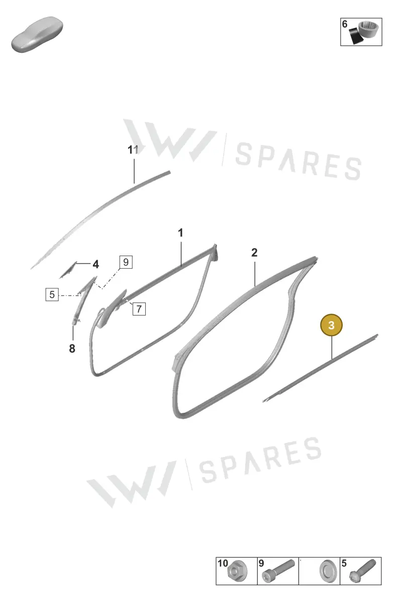 992837511B041 — Porsche 992 Carrera 4 GTS (2018-2024) diagram p53804100, position 3