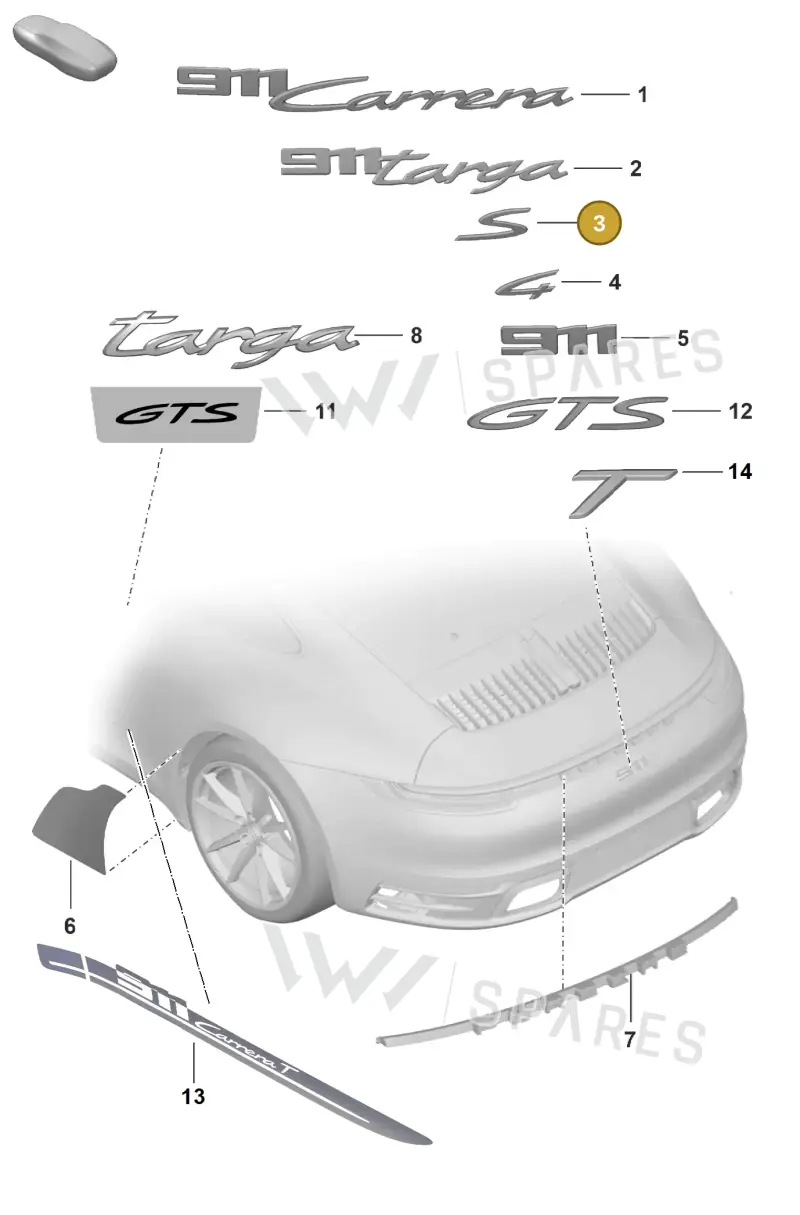 992853675BOU2 — Porsche 992 Carrera 4 GTS (2018-2024) diagram p53810000, position 3