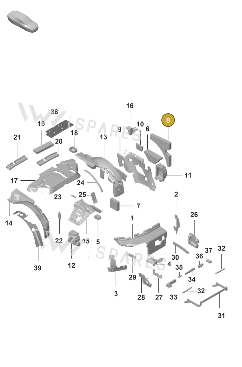 992863897A — Porsche 911 (2020-2022) diagram p53807800, position 8