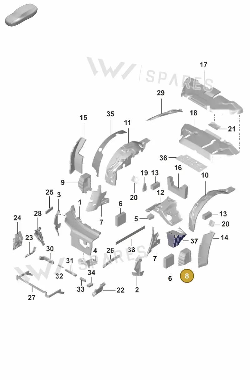 992864603A — Porsche 911 (2020-2022) diagram p53807810, position 8