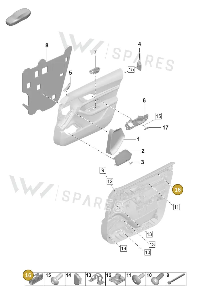 992867633A — Porsche Taycan Sport Turismo (2023-2025) diagram p56808450, position 16