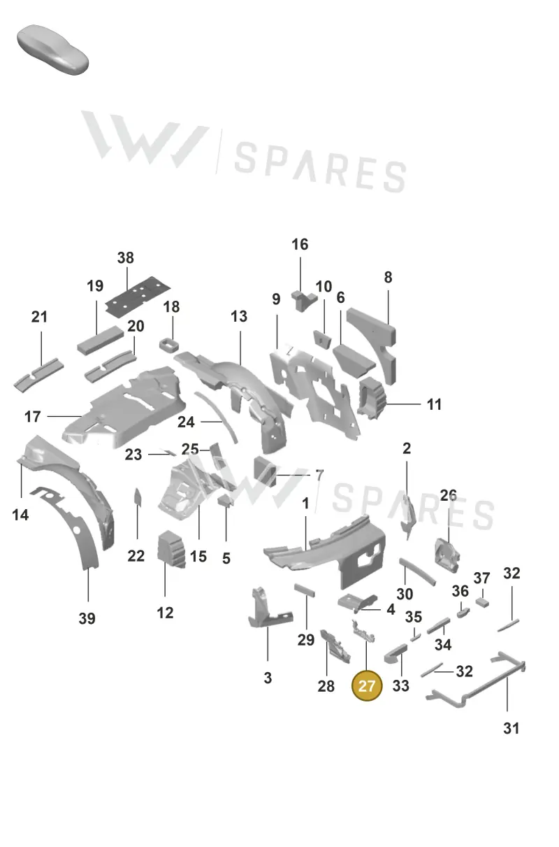 992867683B — Porsche 911 (2020-2022) diagram p53807800, position 27