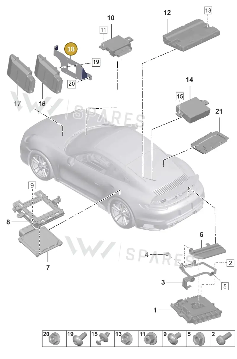 992907113A — Porsche 911 (2020-2022) diagram p57901030, position 18