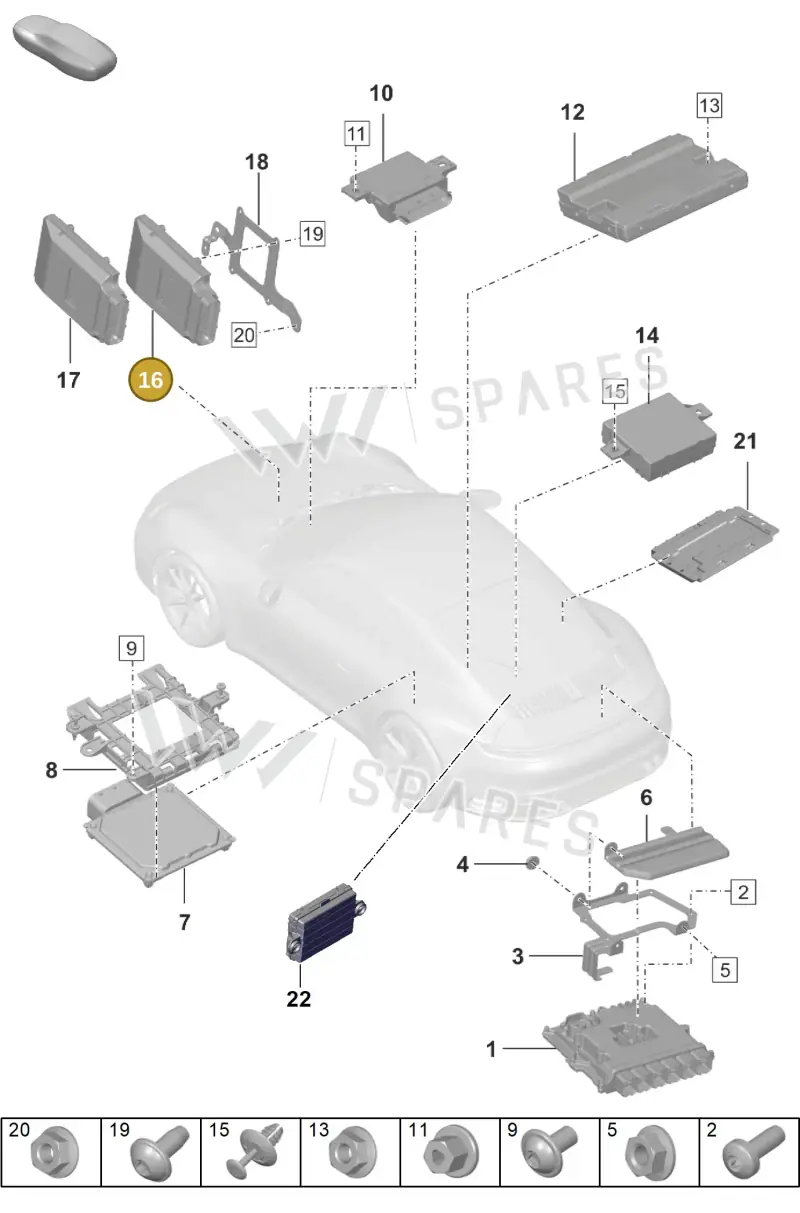 992907156AD — Porsche 911 (2018-2024) diagram p53901030, position 16