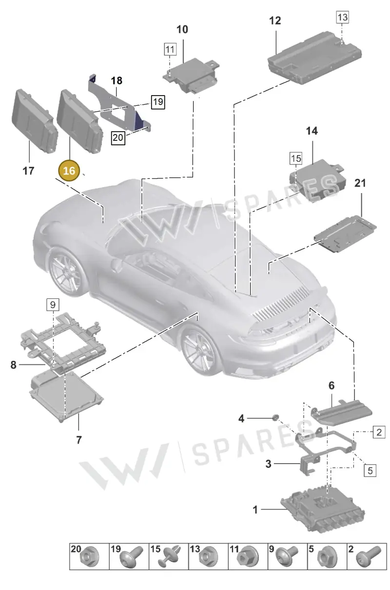 992907156P — Porsche 911 (2020-2022) diagram p57901030, position 16