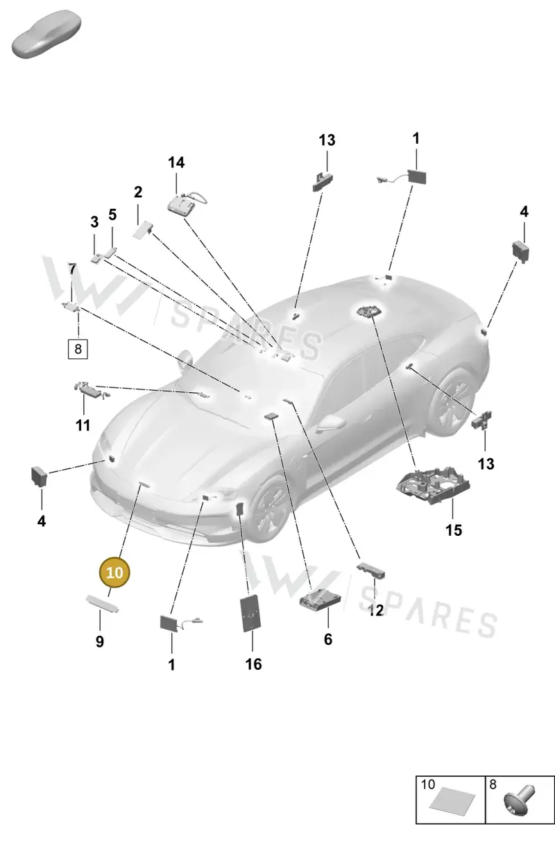 992907231 — Porsche Taycan Sport Turismo (2023-2025) diagram p64911200, position 10