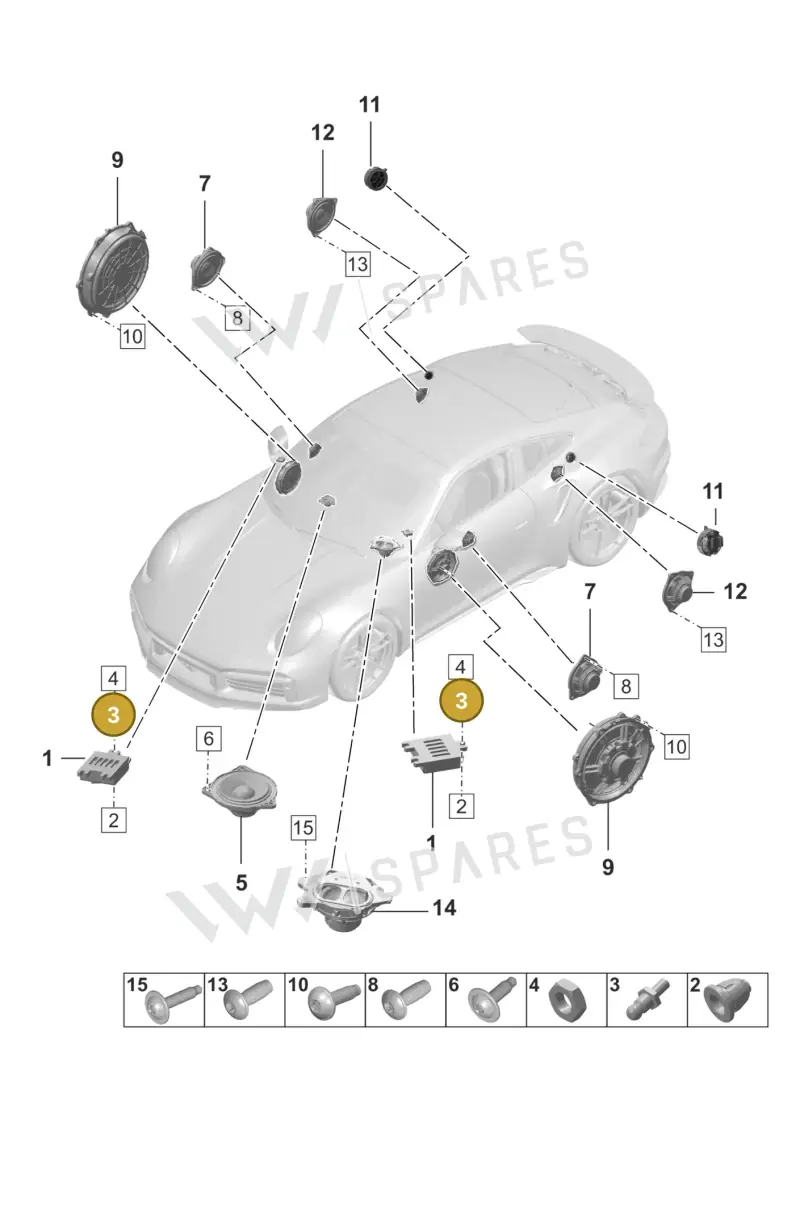 992907435A — Porsche 911 (2020-2022) diagram p57911050, position 3
