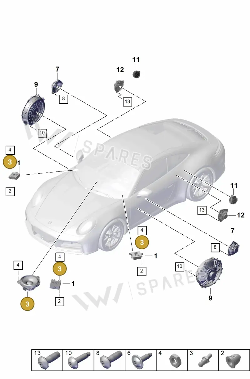 992907435A — Porsche 911 (2024-2025) diagram p63914200, position 3