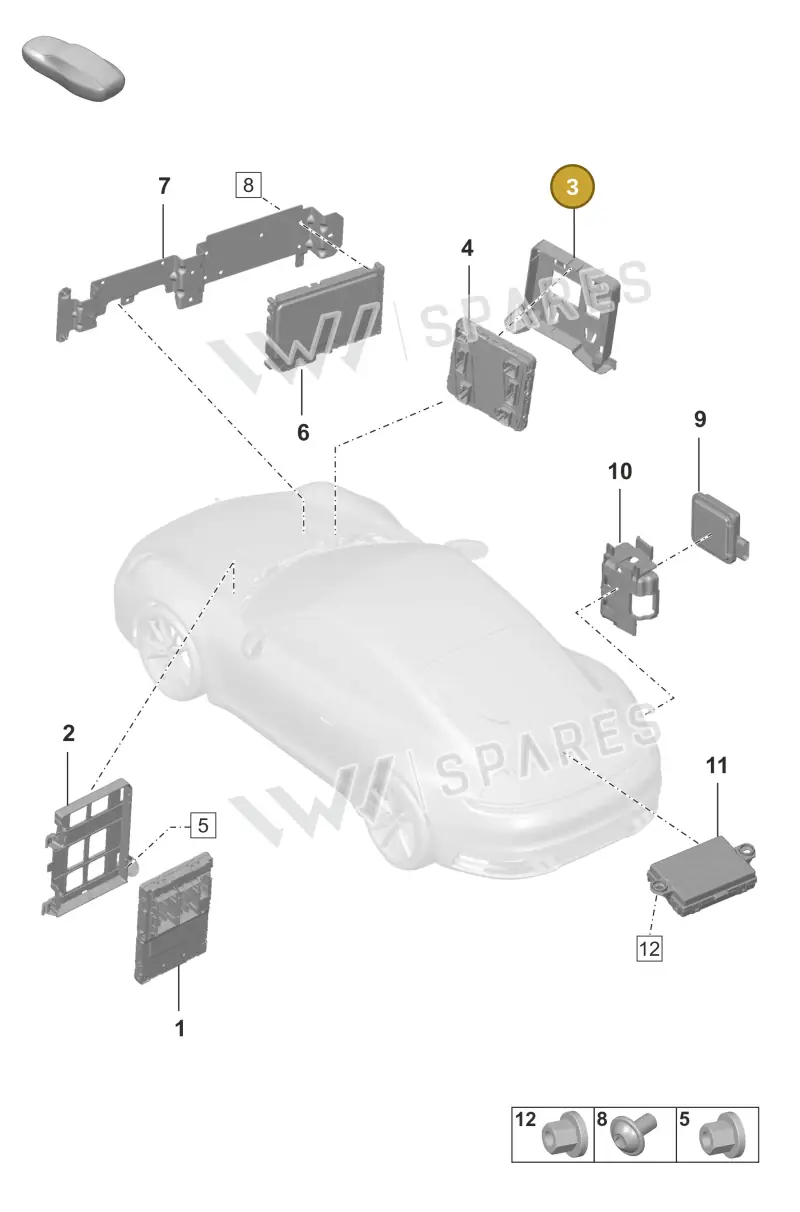 992907461A — Porsche 911 (2018-2024) diagram p53901040, position 3