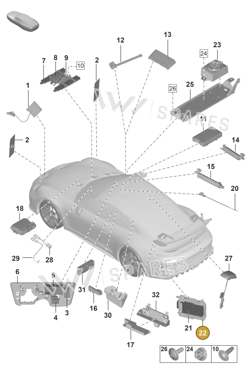 992907509A — Porsche 911 (2021-2022) diagram p59912000, position 22