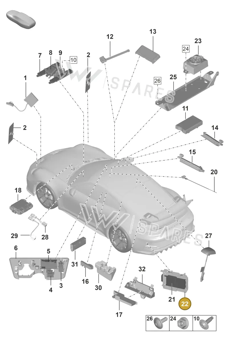 992907510A — Porsche 911 (2021-2022) diagram p59912000, position 22