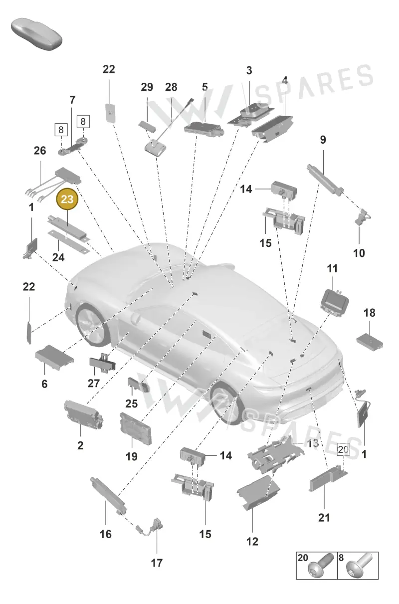 992927763 — Porsche Taycan Sport Turismo (2019-2024) diagram p56912000, position 23