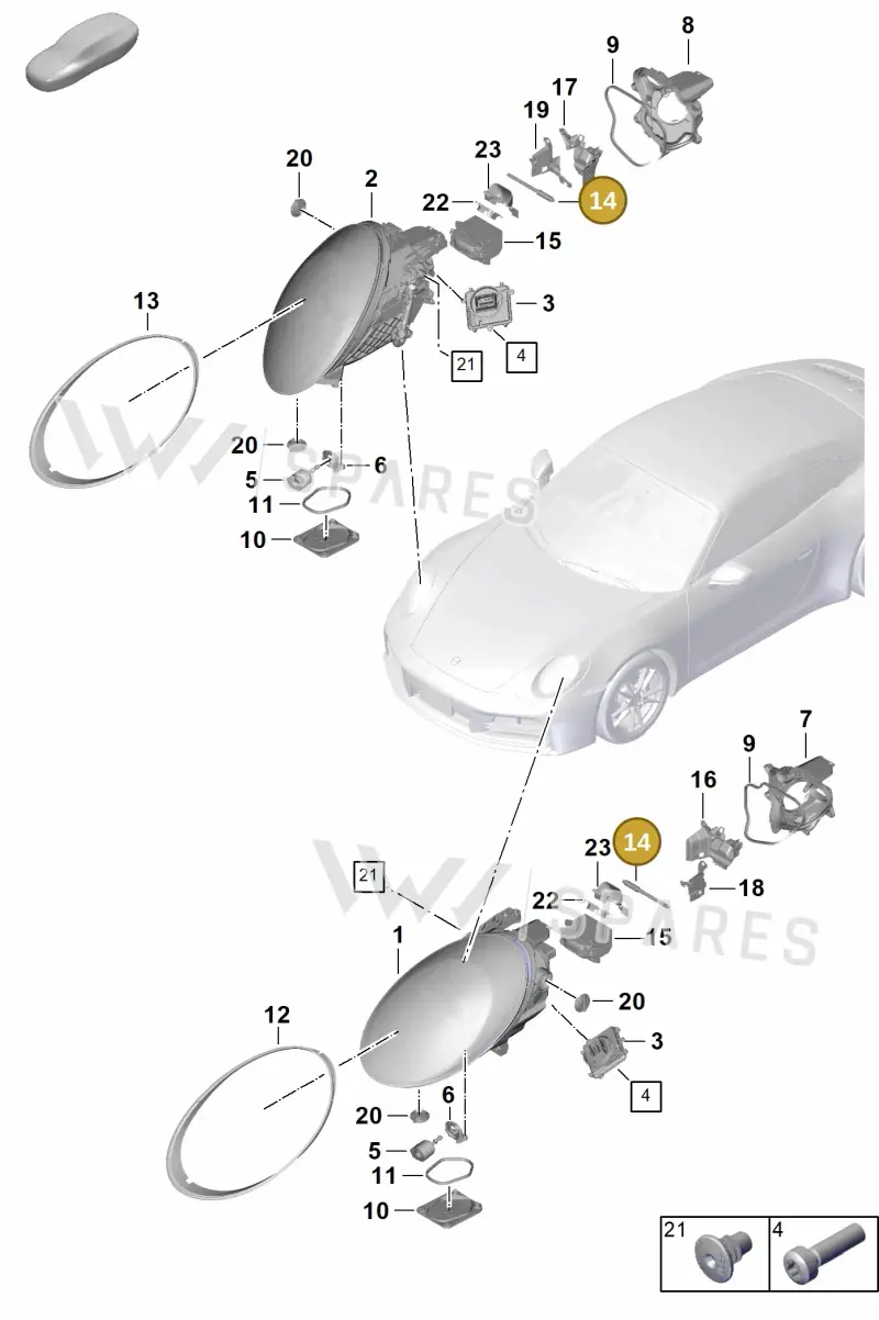 992941137A — Porsche 911 (2024-2025) diagram p63908000, position 14