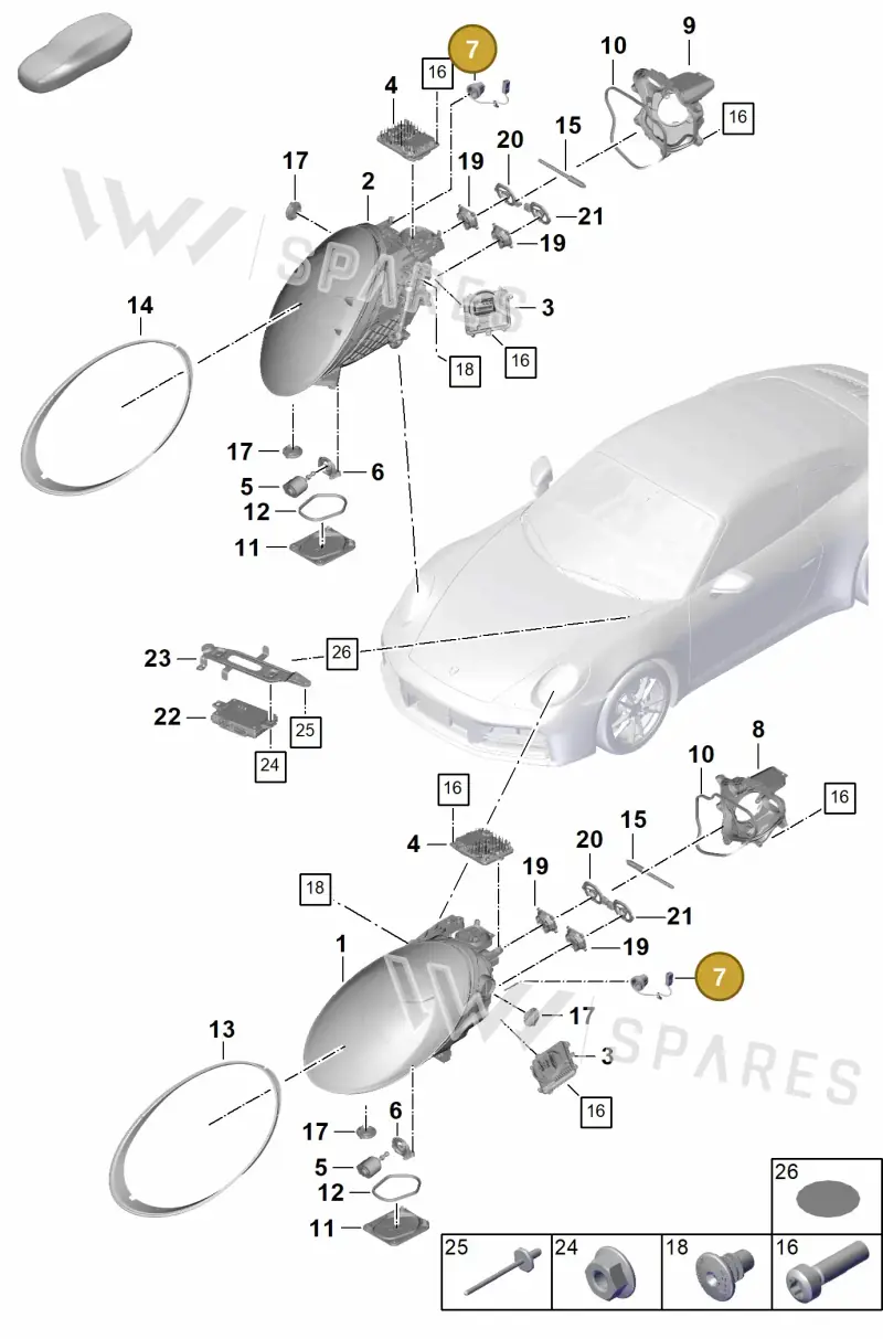 992941950A — Porsche 911 (2024-2025) diagram p63908100, position 7