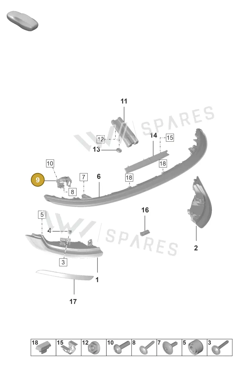 992945068A — Porsche 992 Carrera 4 GTS (2018-2024) diagram p53905050, position 9