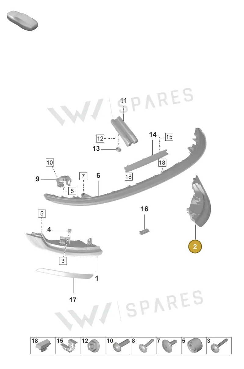 992945208F — Porsche 992 Carrera 4 GTS (2018-2024) diagram p53905050, position 2