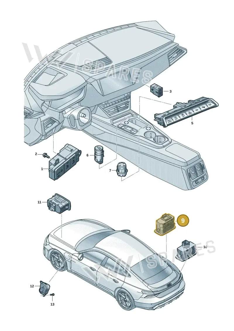9929596196N3 — Audi RS e-tron GT (2020-2020) diagram 4j1941500, position 9