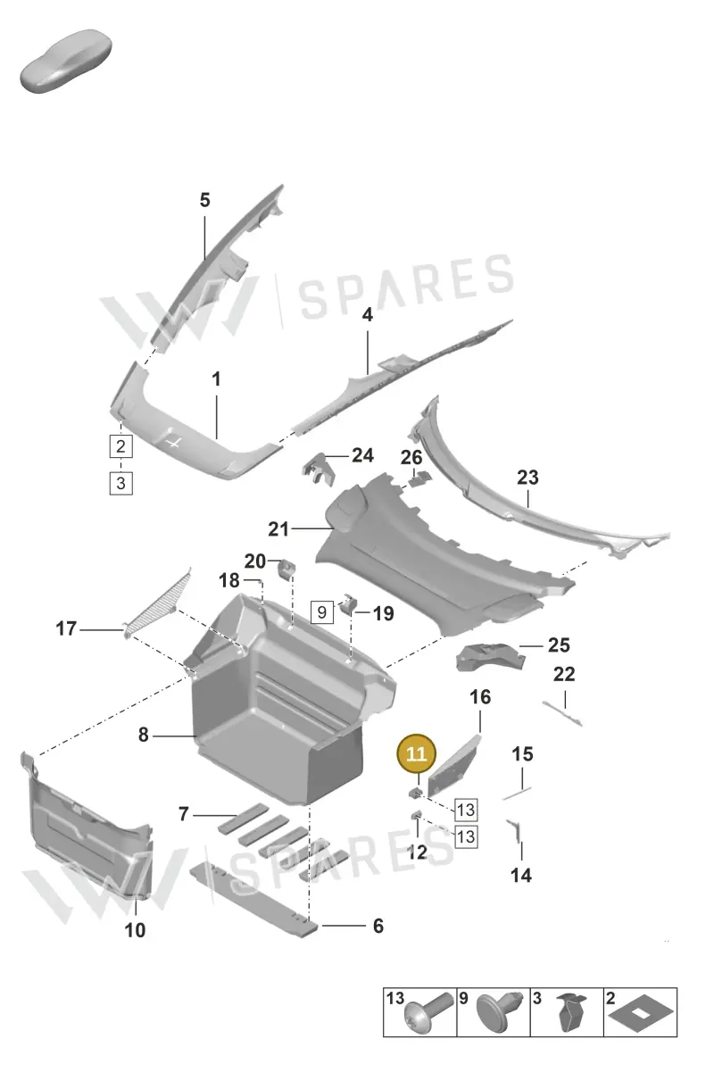 9929596196N3 — Porsche 911 (2018-2024) diagram p53807000, position 11