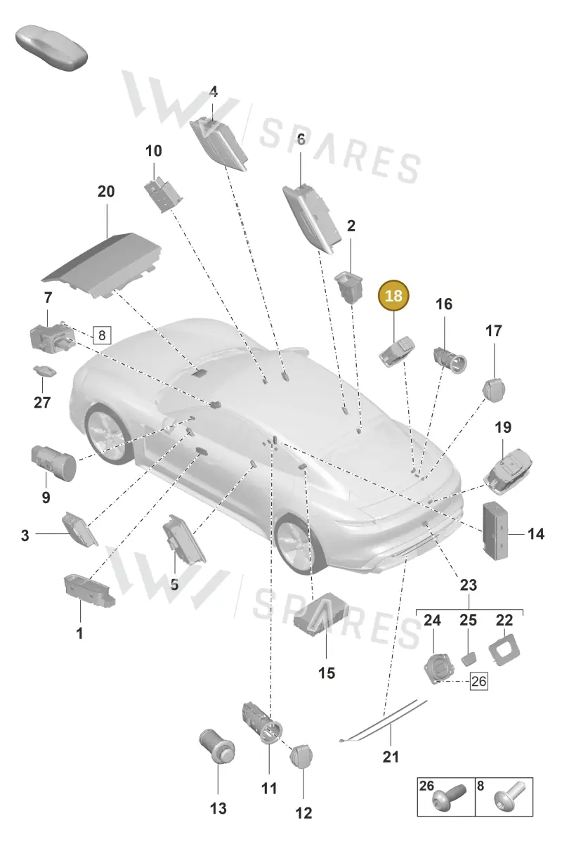 9929596196N3 — Porsche Taycan Sport Turismo (2019-2024) diagram p56903050, position 18