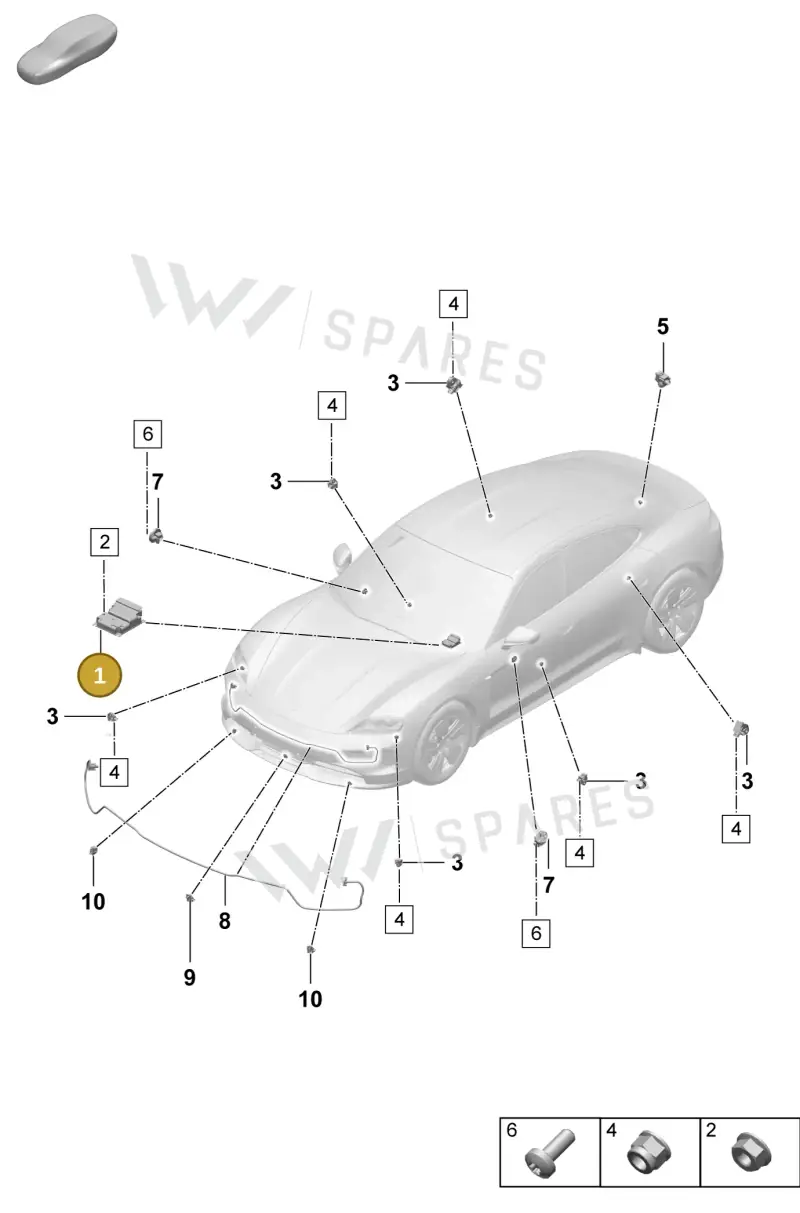 992959655G — Porsche Taycan Sport Turismo (2023-2025) diagram p64901900, position 1