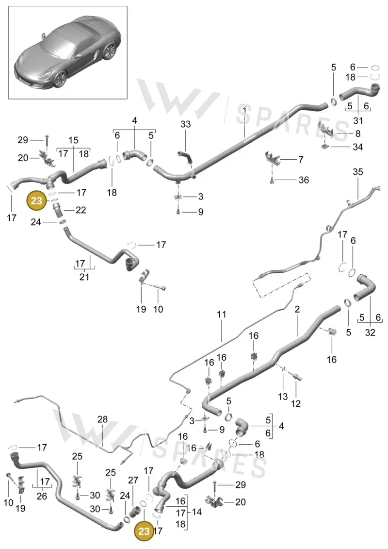 99610680102 — Porsche Boxster (2012-2016) diagram p39105010, position 23